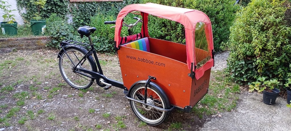 Bakfiets babboe, 4 kinderen of meer, Gebruikt, Huif, Trommelrem