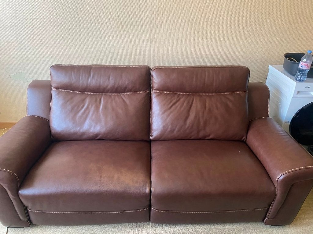 2 bruine relax zetels, Ophalen, Gebruikt, Overige maten, Leer