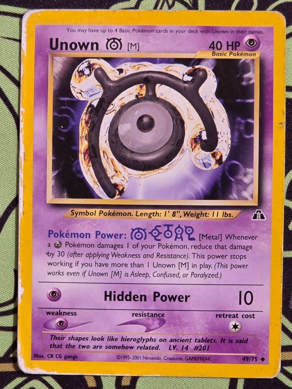 Unown [M] Pokémon-kaart (49/75), Ophalen, Gebruikt, Losse kaart, Foil