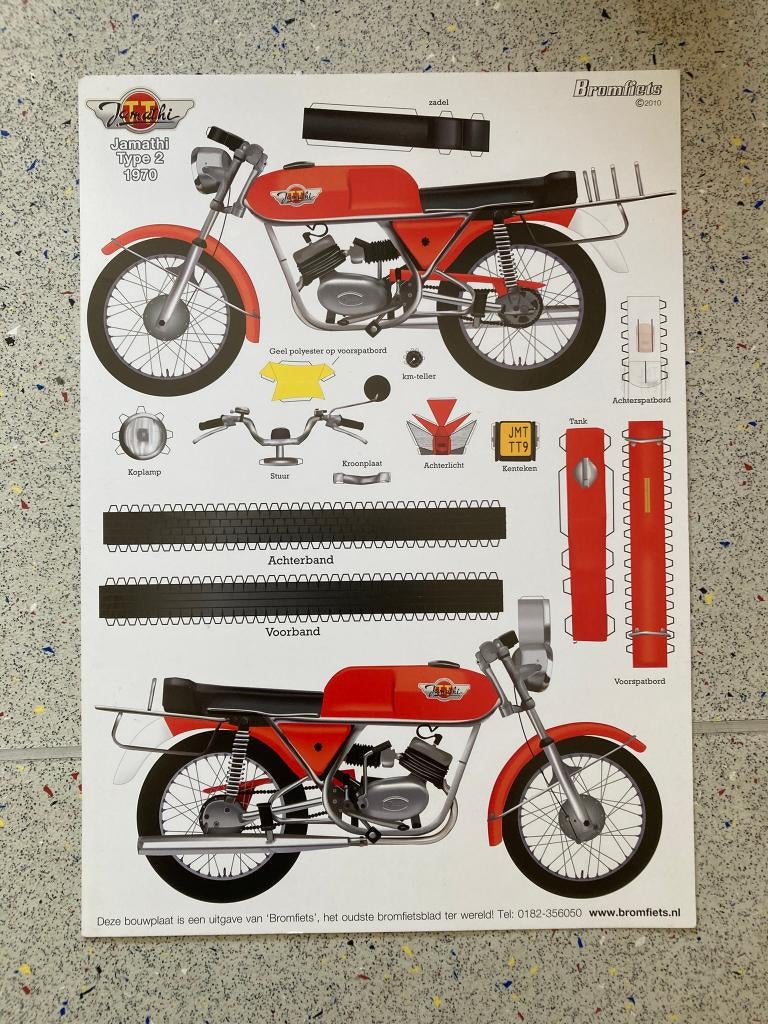 Bouwplaat Jamathi type 2 1970 Uitgave BROMFIETS, Fietsen en Brommers, Handleidingen en Instructieboekjes, Verzenden, Nieuw