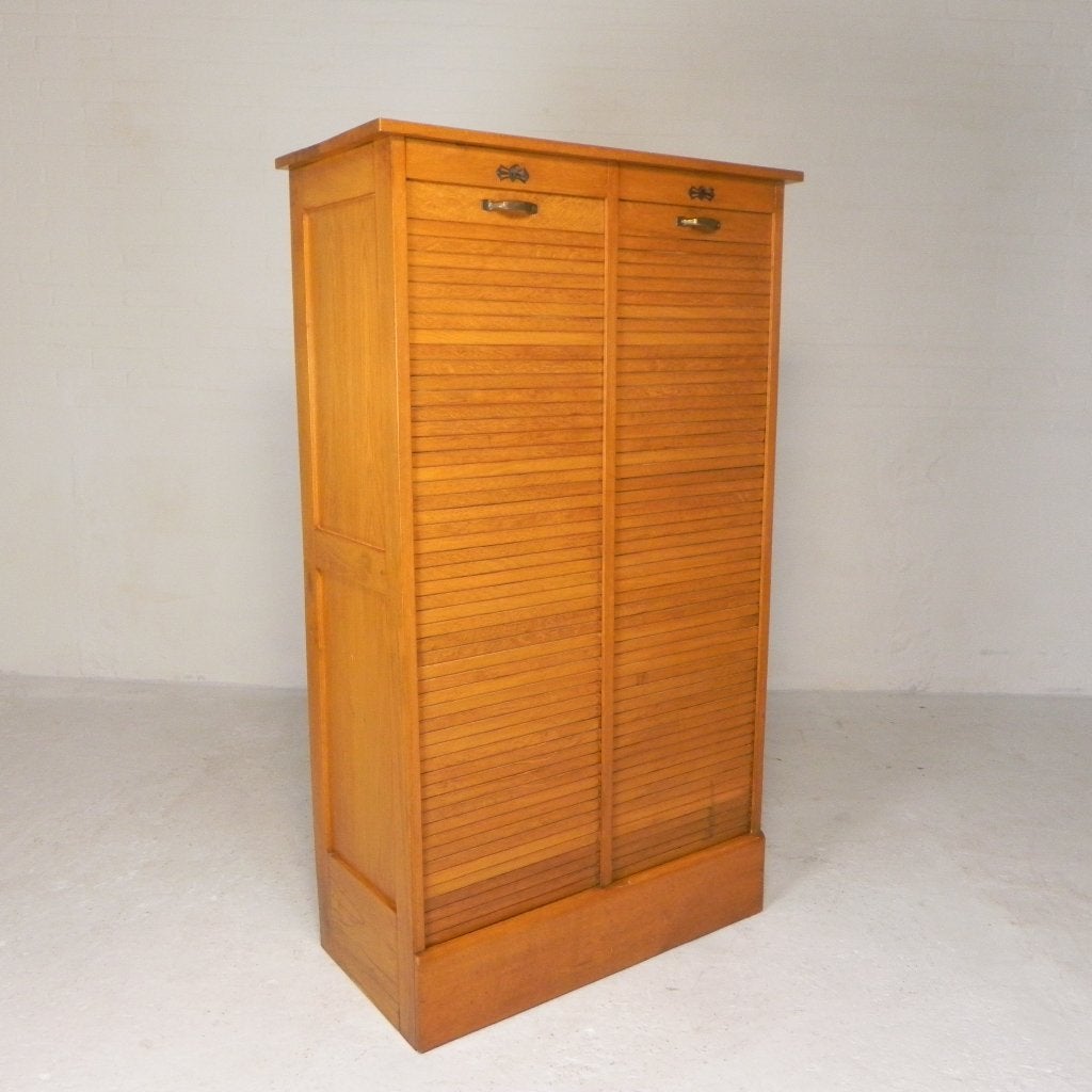 Eiken rolluikkast met 2 luiken, 150 cm hoog, jaren 30, Ophalen of Verzenden