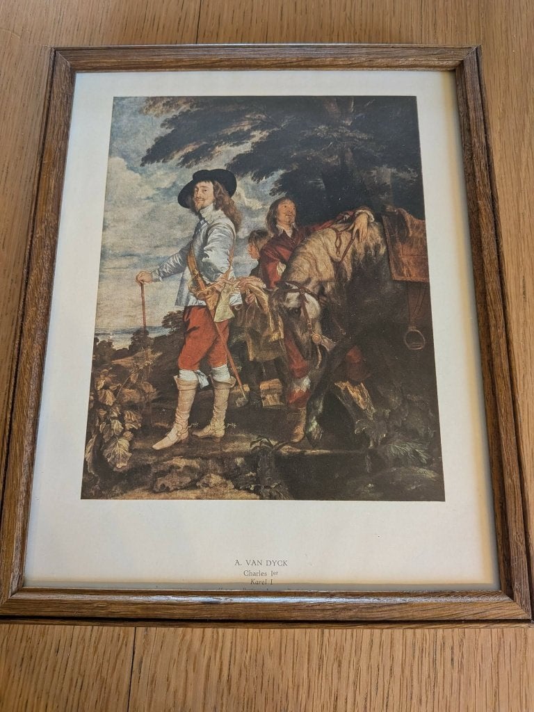 Ingelijste reproductie. Charles I op jacht, Ophalen, Tekening