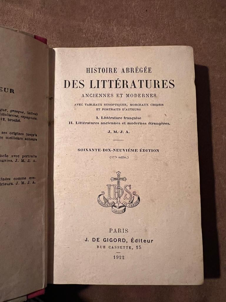 History abrégée des littératures anciennes et - *1922*, Enlèvement ou Envoi
