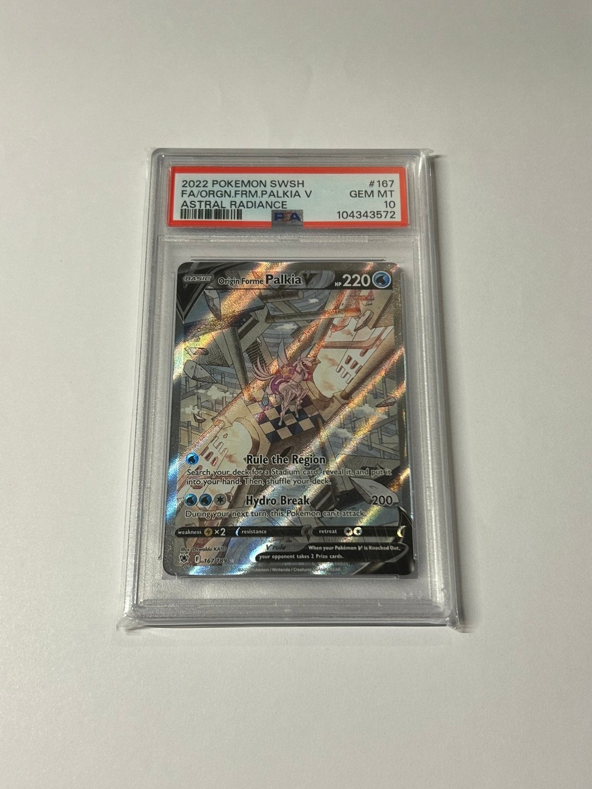 Palkia - PSA 10 - Astral Radiance, Hobby en Vrije tijd, Verzamelkaartspellen | Pokémon, Ophalen of Verzenden, Zo goed als nieuw