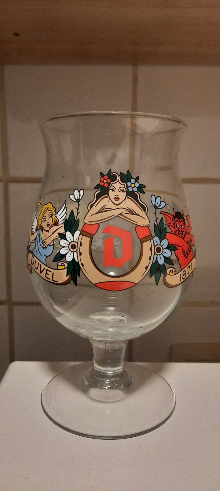 Duvel glas Schiffmacher Amerikaanse versie, Ophalen of Verzenden, Duvel