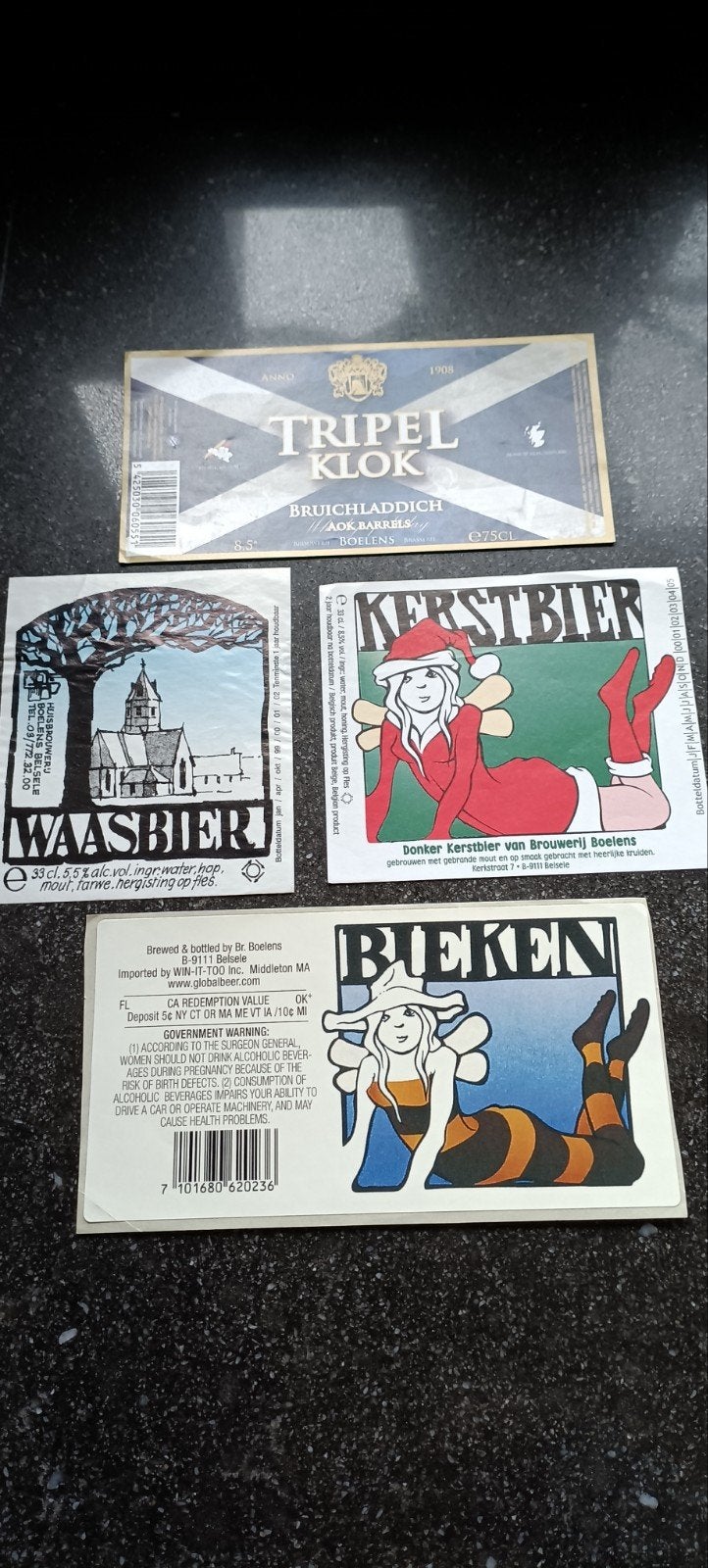 4 bieretiketten br Boelens Belsele, Ophalen of Verzenden