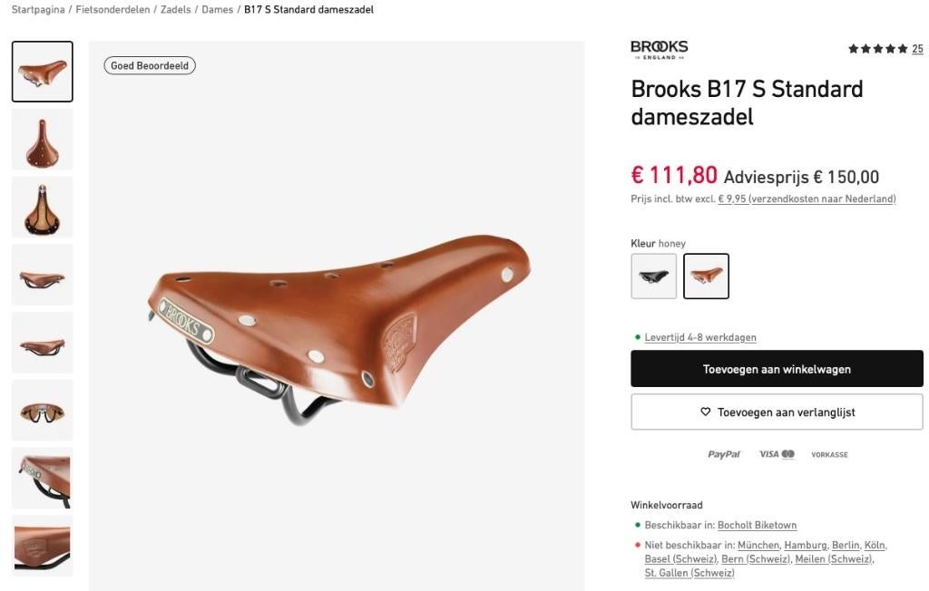 Selle Brooks Standard B.17S Honey femmes Brompton, Neuf, Enlèvement ou Envoi, Selle, Brooks