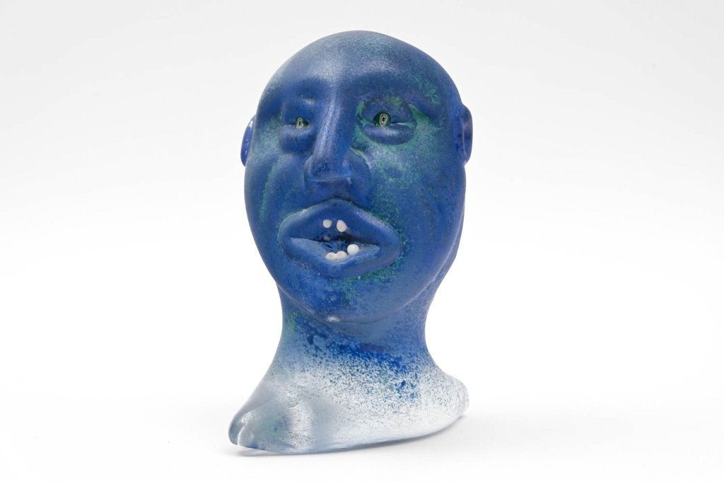 Sculpture en verre, tête - Giampaolo Amoruso, Émaillé, Statue, Enlèvement ou Envoi, Verre