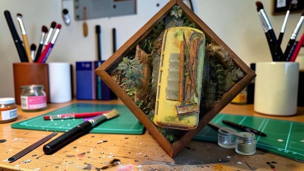 Wand Diorama  abandoned VW T1 Bus Welly 1/18, Ophalen of Verzenden, Zo goed als nieuw, Diorama