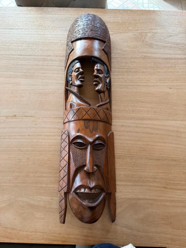 Afrikaans masker, Antiek en Kunst, Ophalen, Hout, Bruin, Afrika