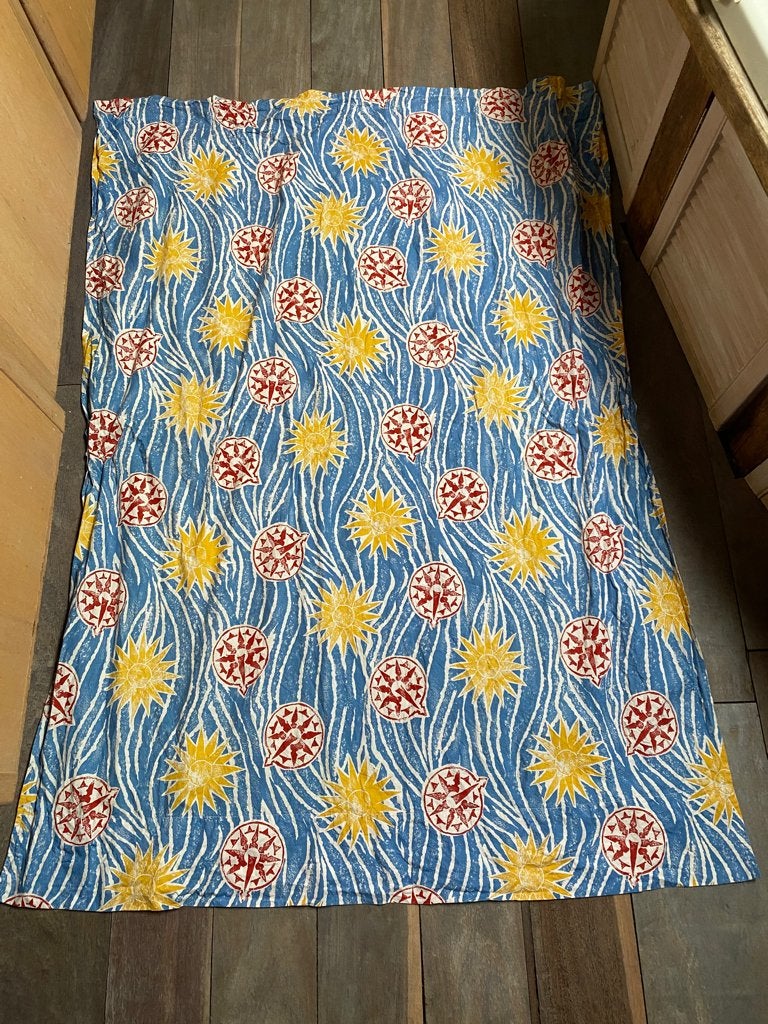 Blauwe stoffen met zonroze windpatroon 164x158 en 160x120, Hobby en Vrije tijd, Gebruikt, 30 tot 120 cm, Katoen, 30 tot 200 cm