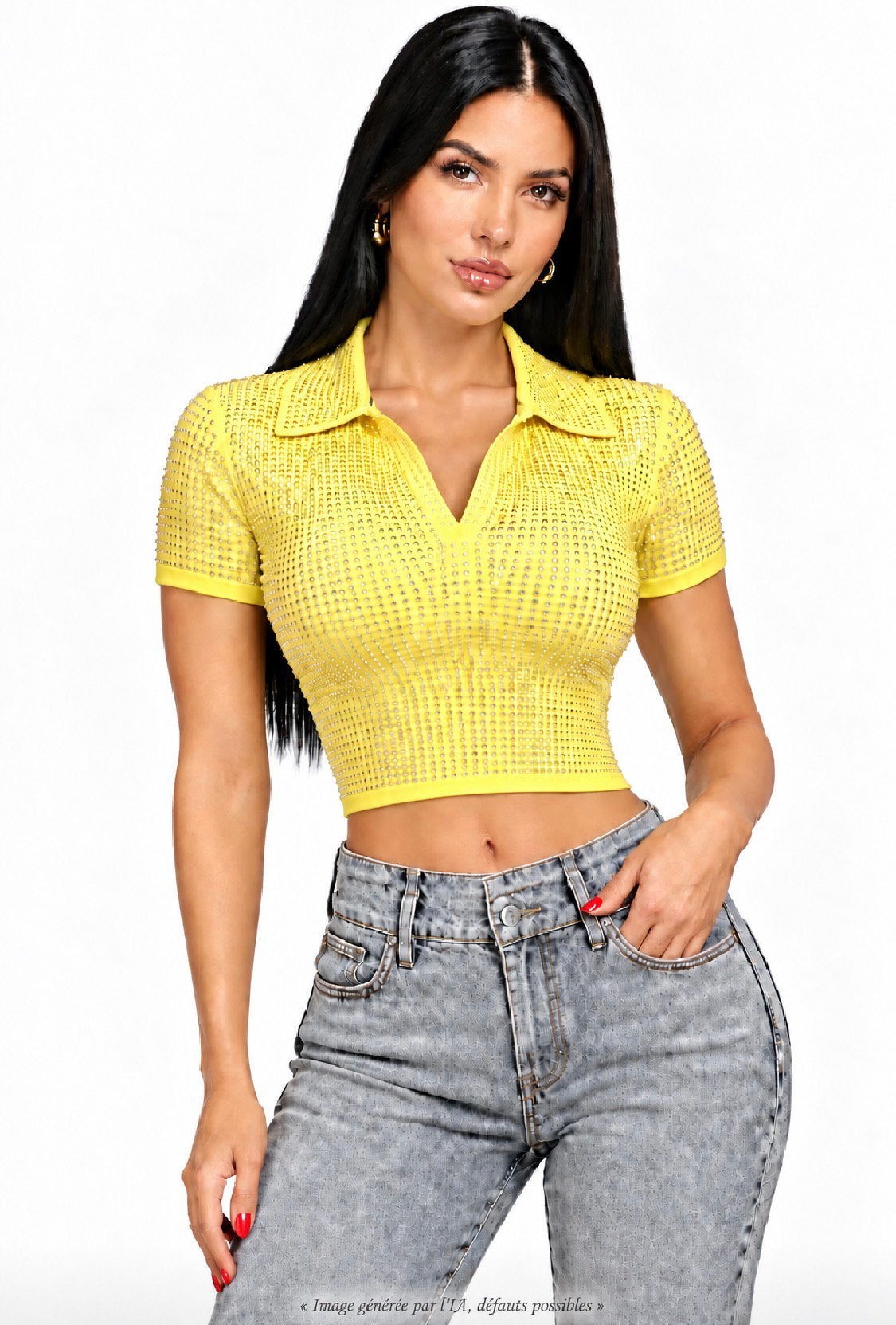 Nieuw 249€ Sandro gele crop top met strass T36, Ophalen of Verzenden, Nieuw, Geel