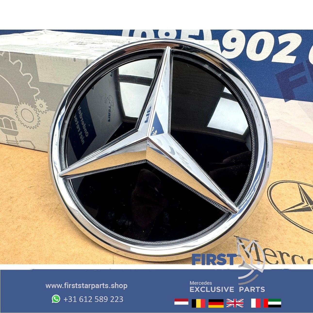 A2438100000 Mercedes STER LOGO VERLICHT GLANS CHROOM W176 W1, Utilisé, -, -, Enlèvement ou Envoi