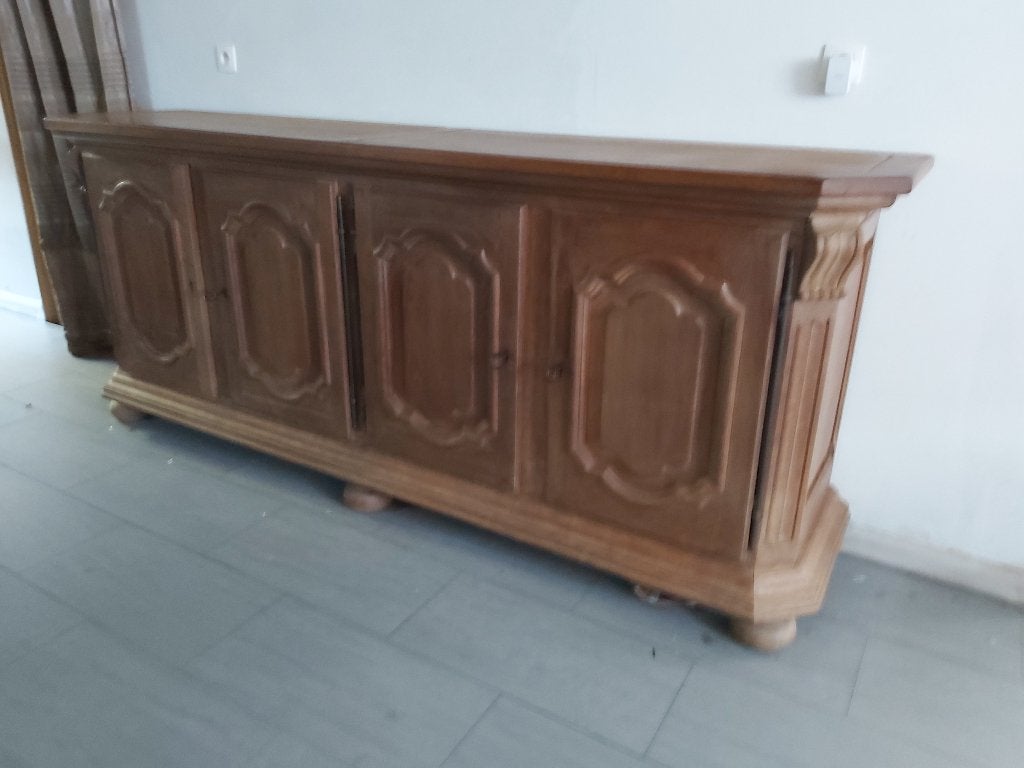 Buffet, enfilade 4 portes L 2.45cm H 100cm P 56cm., Maison & Meubles, Avec porte(s), 200 cm ou plus, Comme neuf, Enlèvement