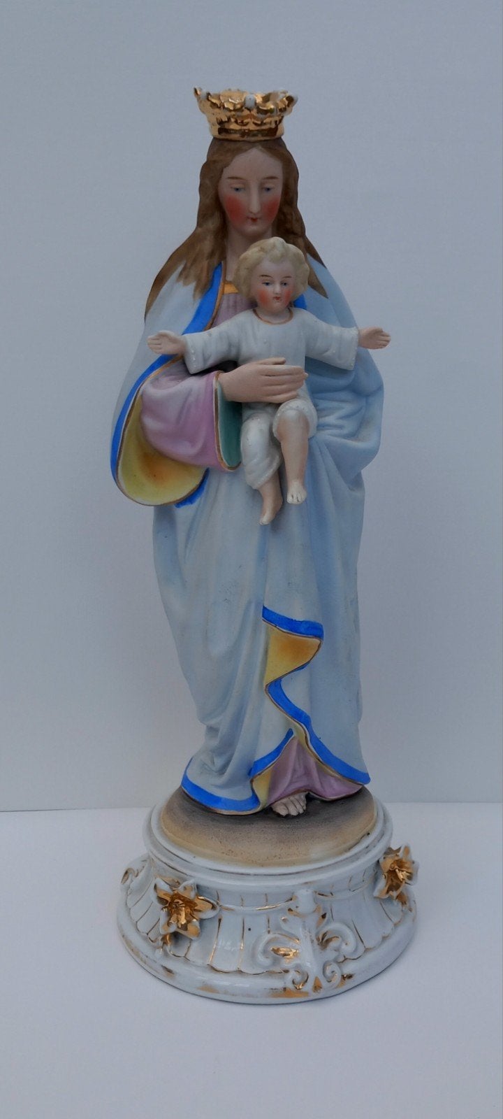 Statue ancienne de Marie en porcelaine - hauteur 39 cm, Antiquités & Art, Enlèvement ou Envoi