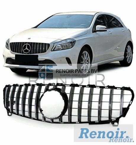 W176 GT GRILL MB A Klasse Facelift Panamericana Chrome Gril, Gebruikt, -, -, Ophalen of Verzenden