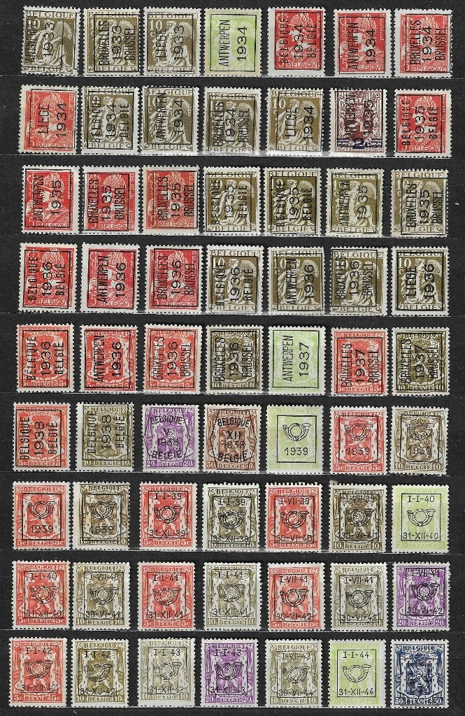 Série de timbres OPC Belgique PRE 1933-44 *, Enlèvement ou Envoi, Non oblitéré, Sans gomme