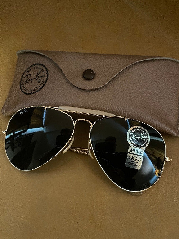 Vintage B&L Ray-Ban Outdoorsman Aviator 62mm zonnebril O10, Gebruikt, Zonnebril, Overige kleuren, Ophalen of Verzenden