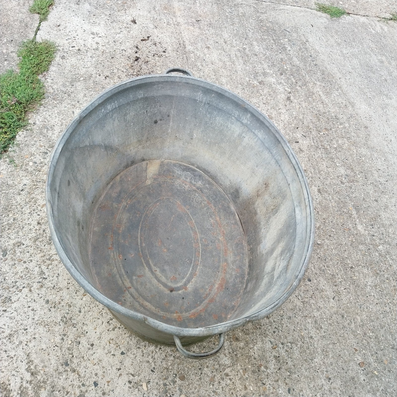Grote oude zinken teil / wastobbe met handgrepen 86 cm, Tuin en Terras, Overige Tuin en Terras, Ophalen, Gebruikt, ., .