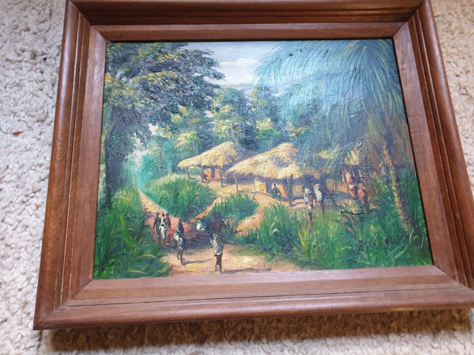 oud schilderij Congo, Enlèvement, Paysage