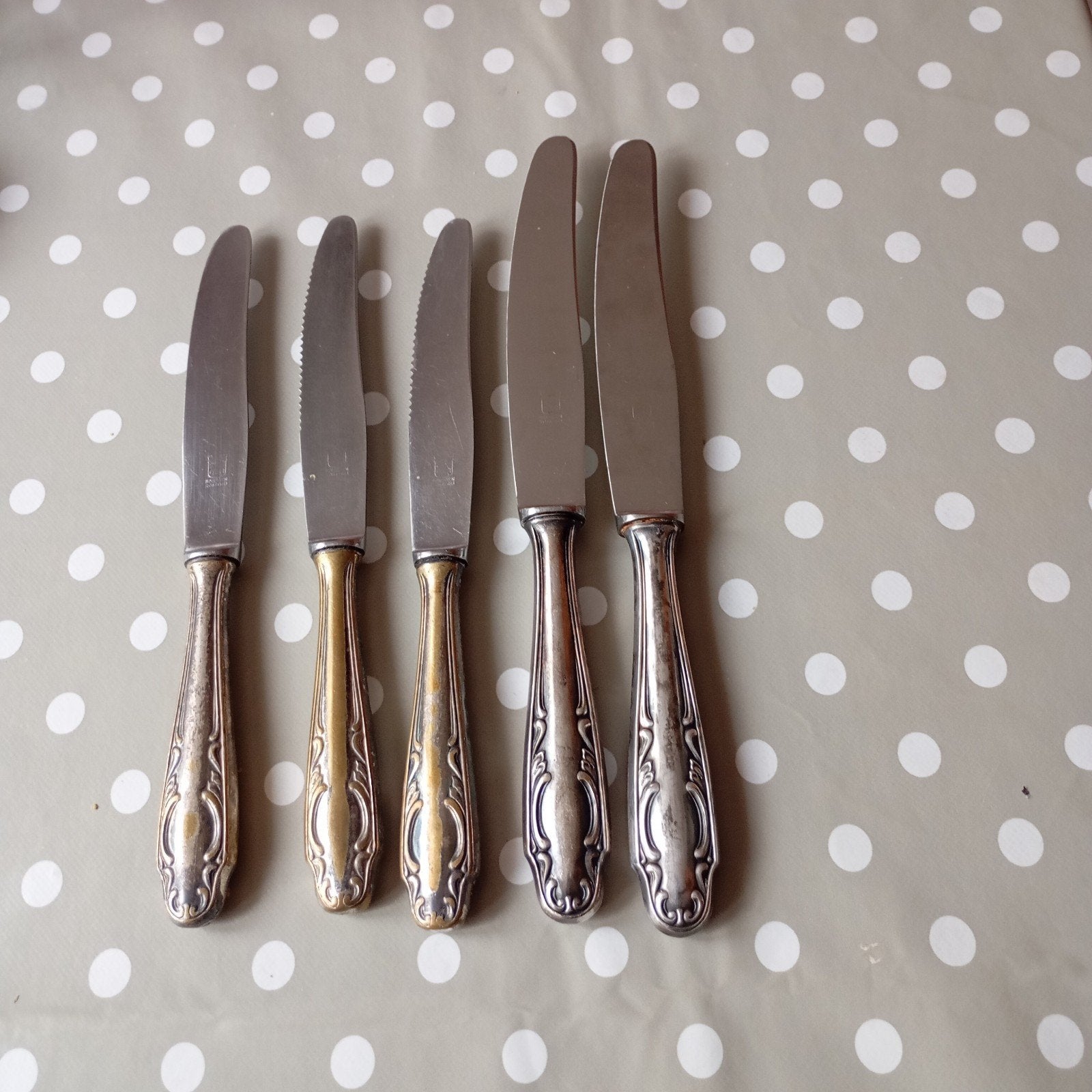 5 vintage bestek messen solingen, Ophalen, Overige materialen, Gebruikt, Los bestek