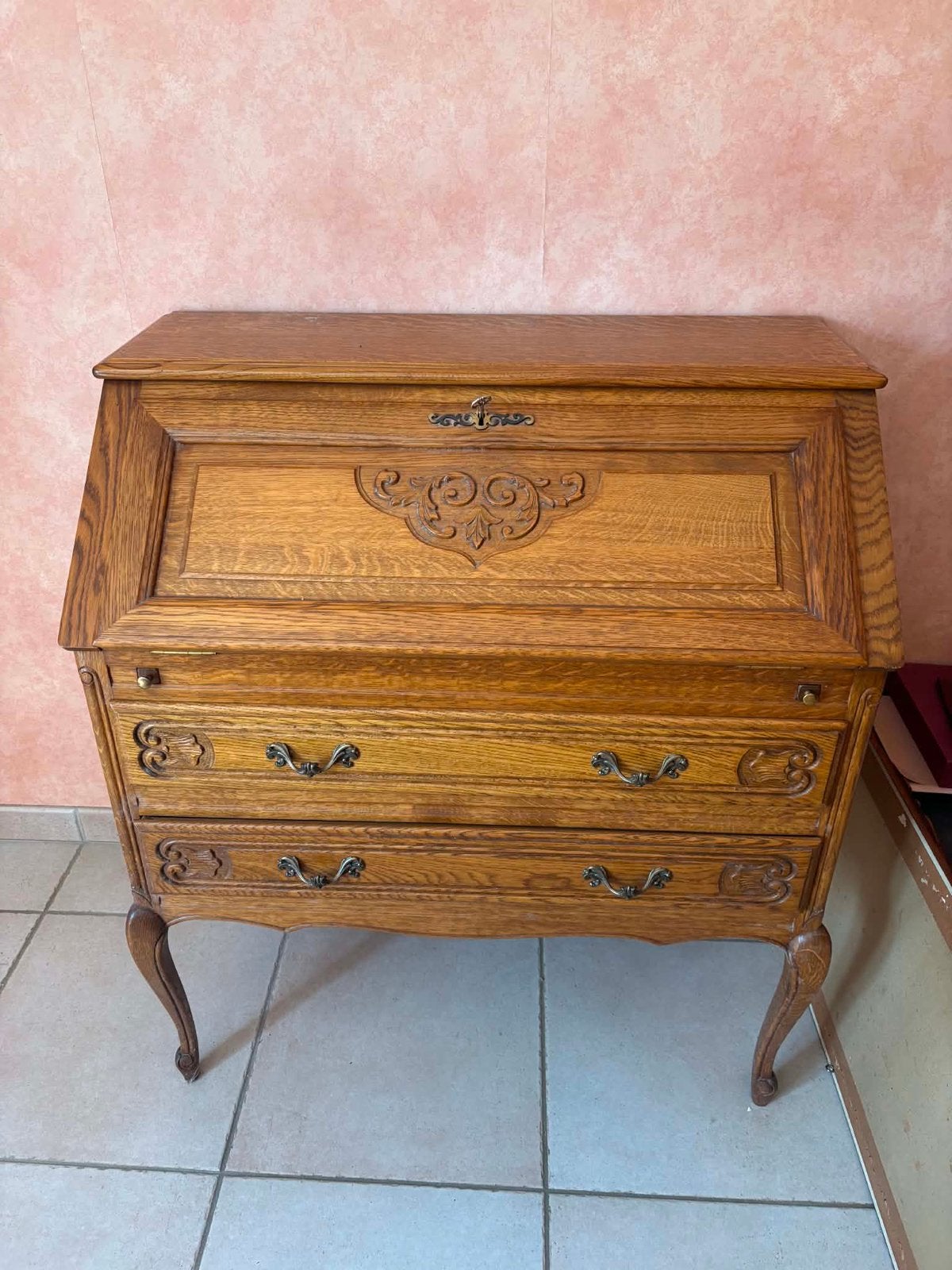 Houten kast/bureau/secretaire, Antiquités & Art, Enlèvement