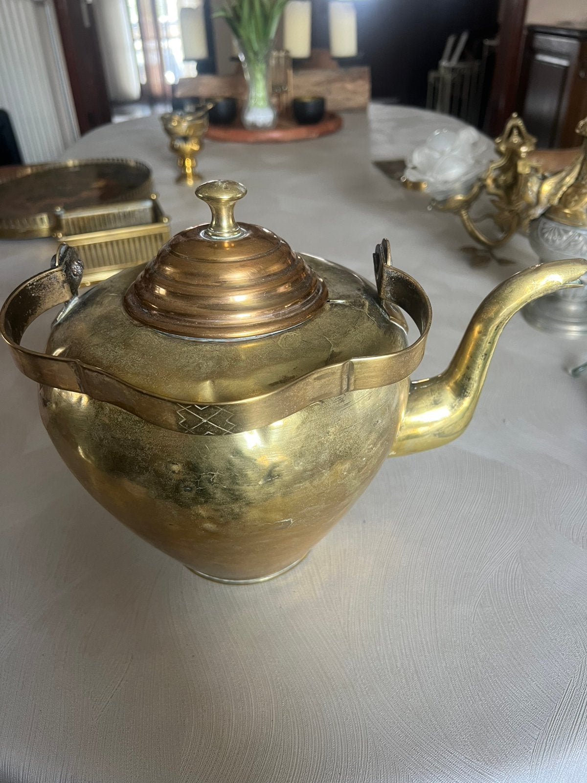Koper/Messing theepot, Antiek en Kunst, Ophalen, Koper