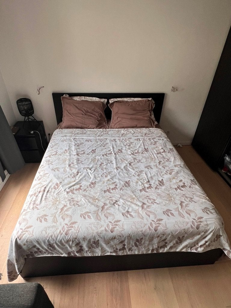 IKEA PAX + Lit 160 + Table de nuit - Vente en lot ou pièce, Enlèvement, Comme neuf, Deux personnes, Moderne et intemporel. Ensemble IKEA de couleur brun-noir