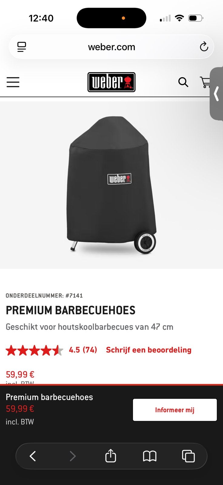 Weber BBQ hoes, Tuin en Terras, Ophalen, Nieuw