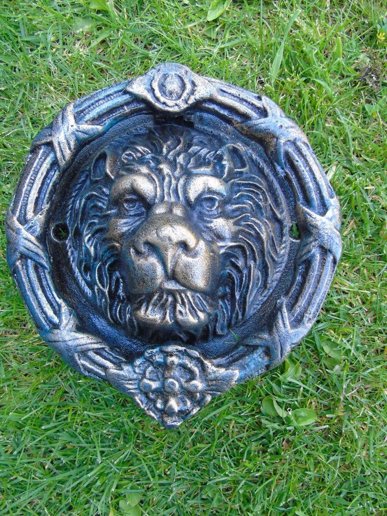Bronzen gepatineerde gietijzeren leeuwendeurklopper, Tuin en Terras, Ophalen of Verzenden, Nieuw