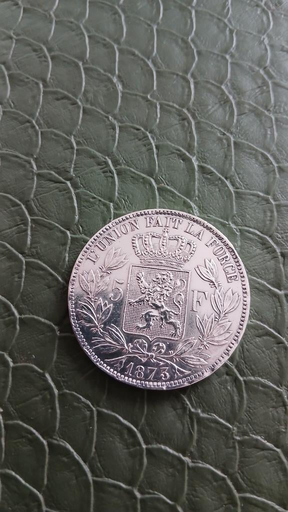 5 francs argent Leopold 1873., Enlèvement ou Envoi, Argent