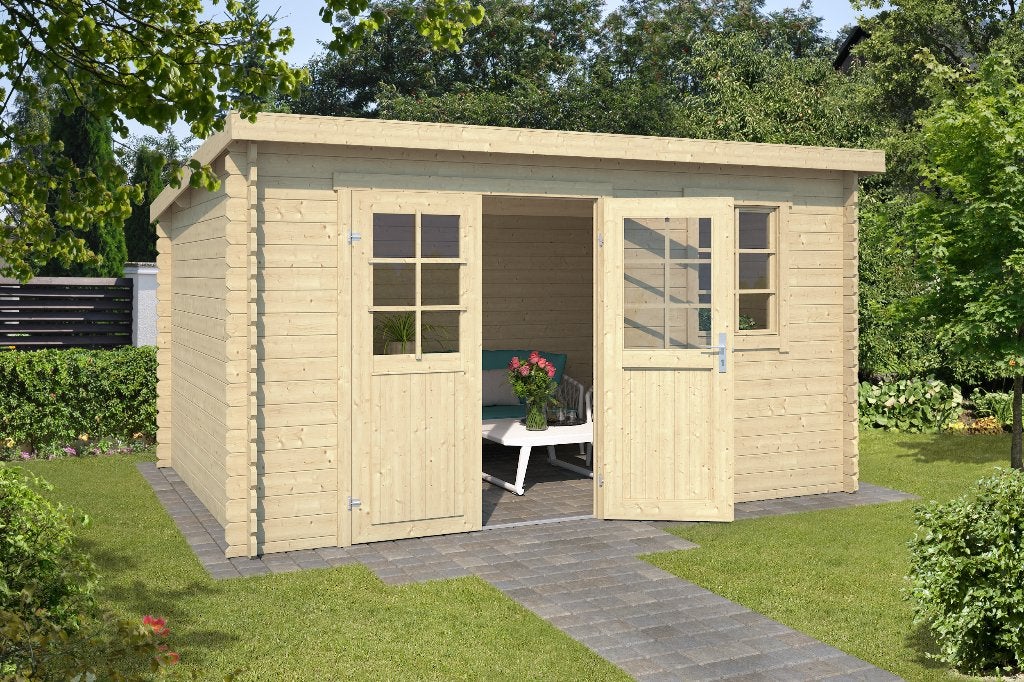 Cabane en rondins Amira 380x275 Épicéa non traité, Envoi, Neuf