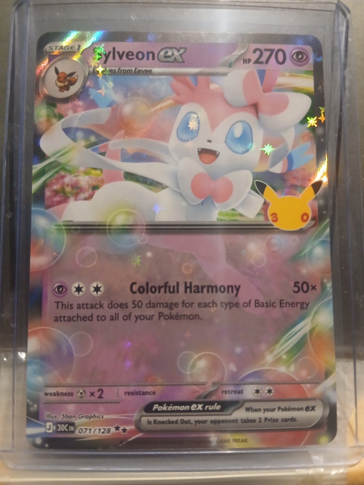 sylveon ex 071 pokemon 30 celebrations, Hobby en Vrije tijd, Ophalen of Verzenden, Nieuw, Losse kaart, Foil