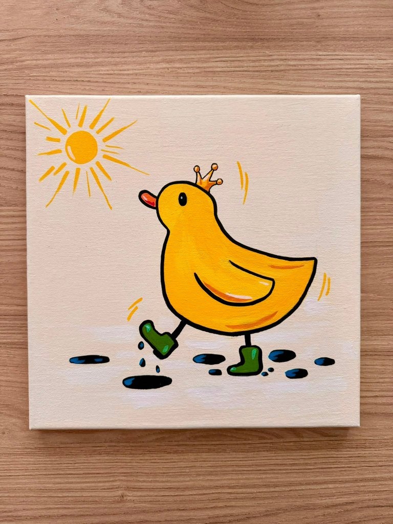 Toile en acrylique peinte à la main – Petit canard, Peint à la main, Peinture acrylique, Enlèvement, Autres styles