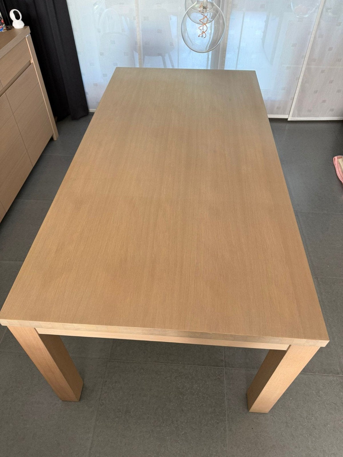 Eiken livingtafel 2mx1m als nieuw, Ophalen