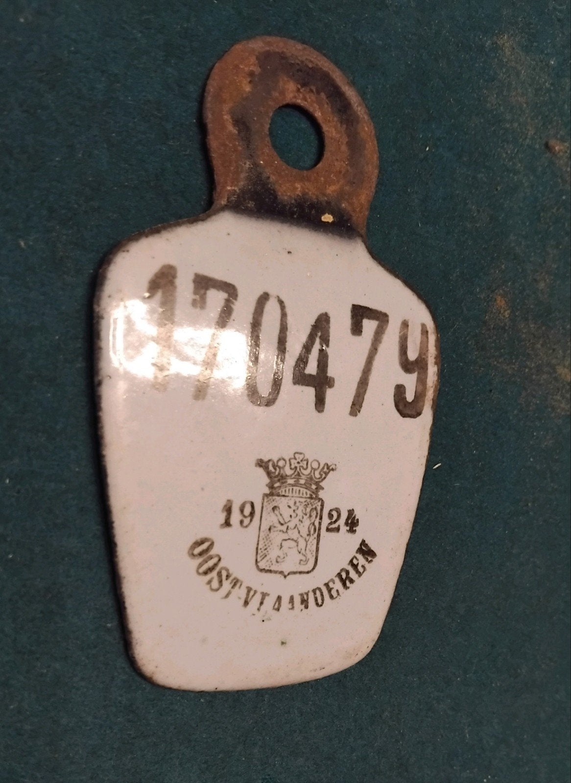 plaque de vélo en émail 1924 East Vlaanderen, Enlèvement ou Envoi