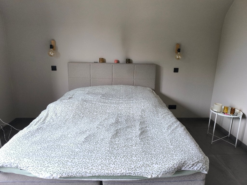 Boxspring zonder matras, Ophalen, Crème, Gebruikt, Tweepersoons
