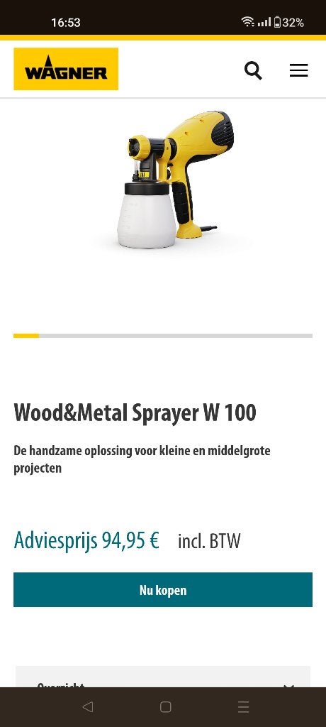 Wagner w100, Enlèvement ou Envoi, Comme neuf, Pulvérisateur de peinture ou Pompe à peinture