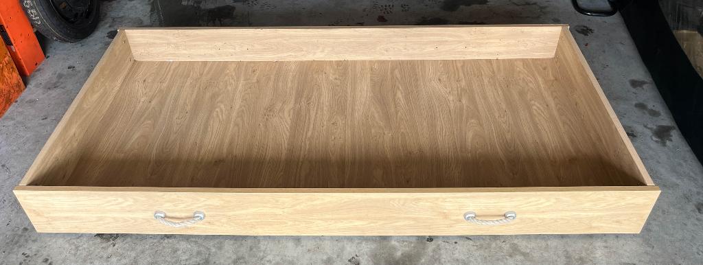 Bedlade, 200x95x21, eikenmotief, op wieltjes, Huis en Inrichting, Slaapkamer | Bedden, Ophalen, Overige materialen, Boho beach