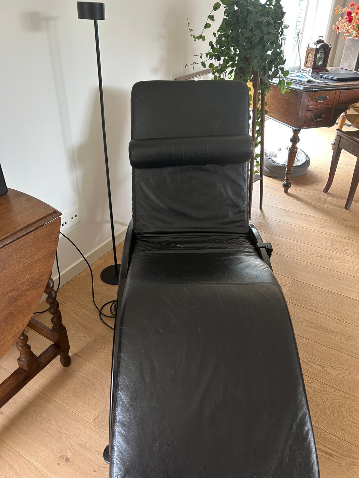 Zwarte lederen relax, Ophalen, Zo goed als nieuw