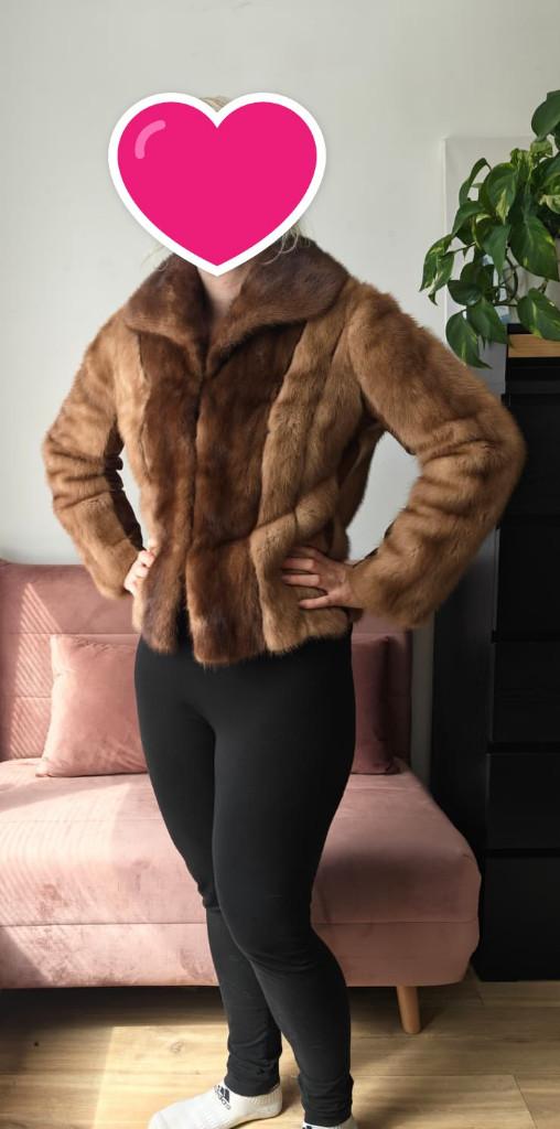 Manteau luxe vintage fourrure Fauconneau - Vison - Taille M, Enlèvement ou Envoi, Comme neuf, Taille 38/40 (M), Brun