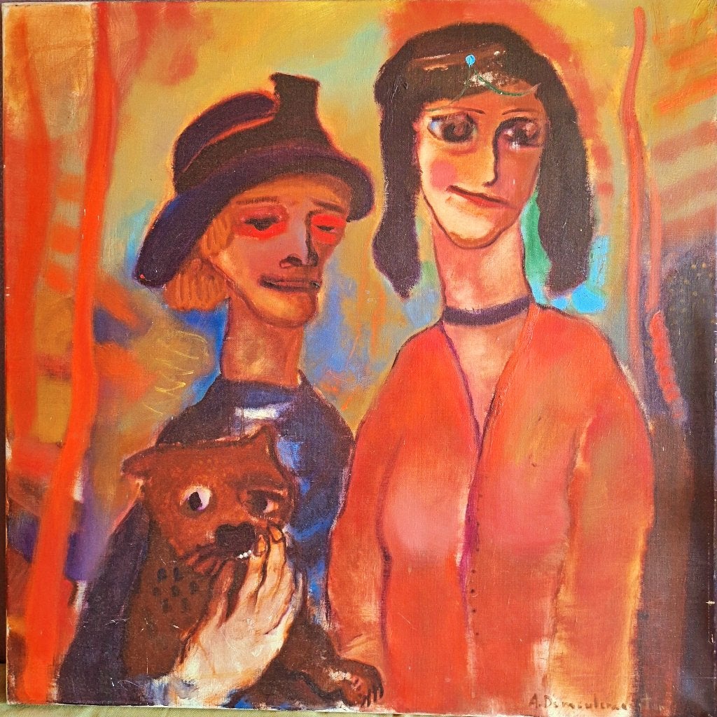 Schilderij Armand Demeulemeester, Ophalen, Textiel, Olieverf, Figuren