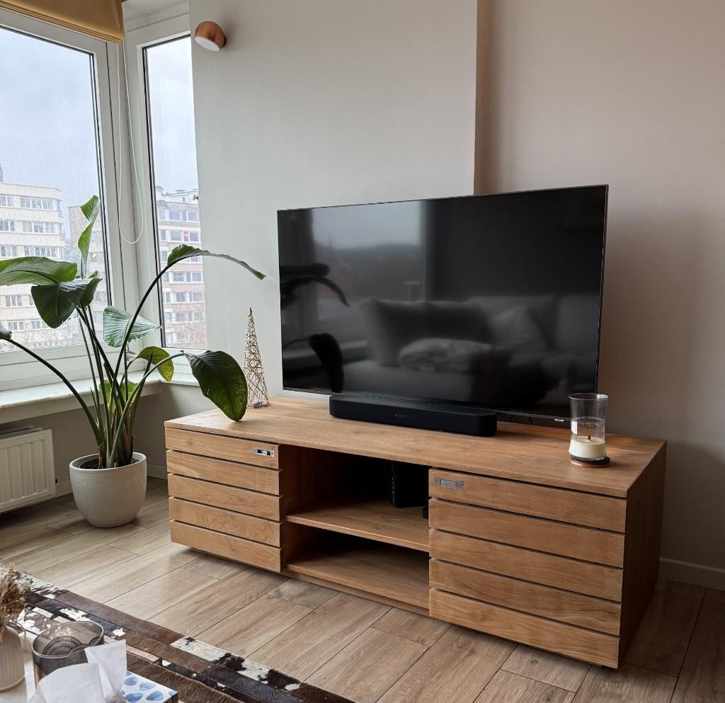 Meuble TV en chêne Marque Ethnicraft, Moins de 100 cm, 150 à 200 cm, Comme neuf, Enlèvement