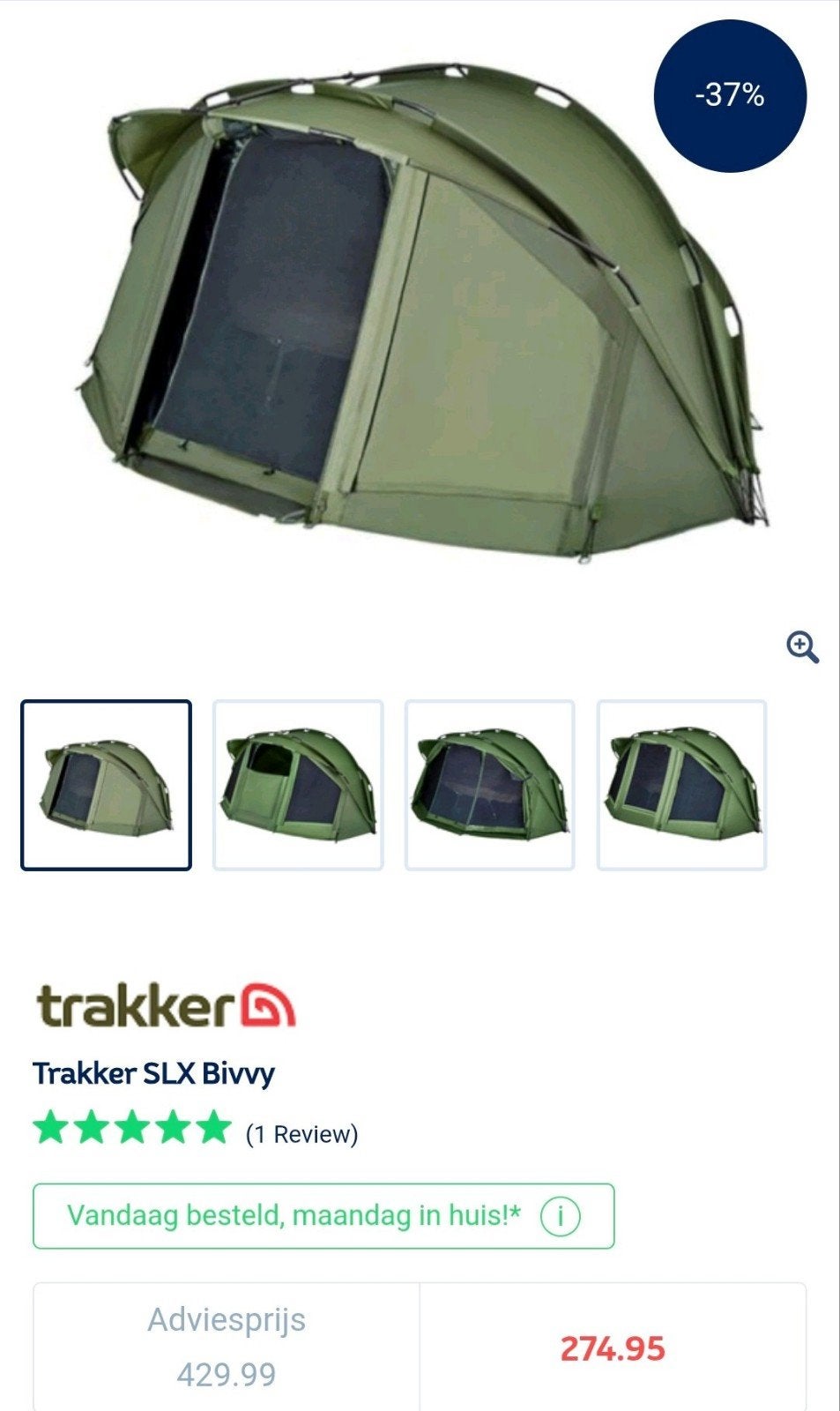 Bivvy van trakker. Slx 100, Enlèvement