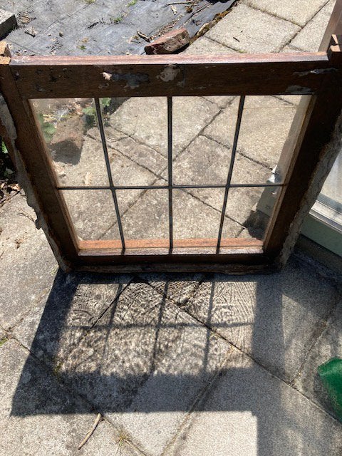 Glas in lood raam oud, Ophalen, Gevelraam of Ruit, Gebruikt, Minder dan 80 cm