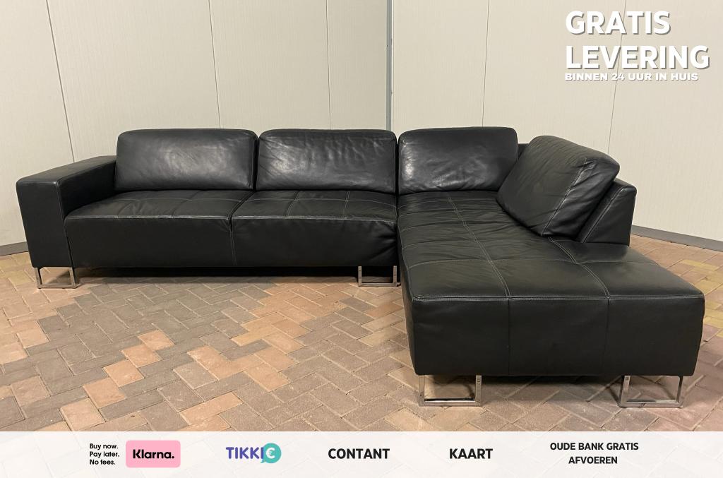 Piet Klerkx Grote Leren Hoekzetel–Gratis Levering, Maison & Meubles, Canapés | Salons, Comme neuf, Banc d'angle, 200 à 250 cm