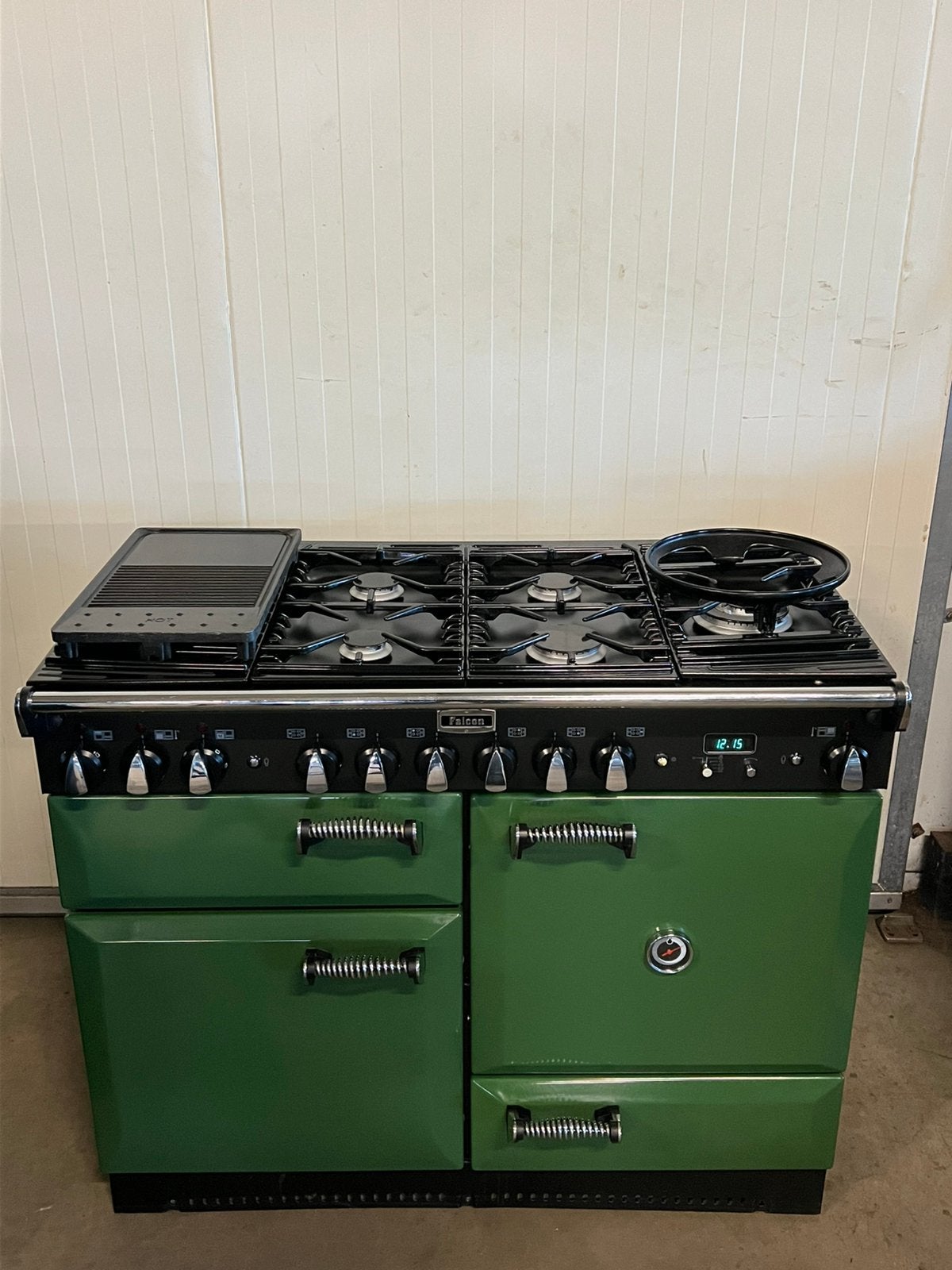Zeer nette Falcon Elan fornuis Olive green 6 pits  - 110 cm, Ophalen of Verzenden, Zo goed als nieuw, Grill