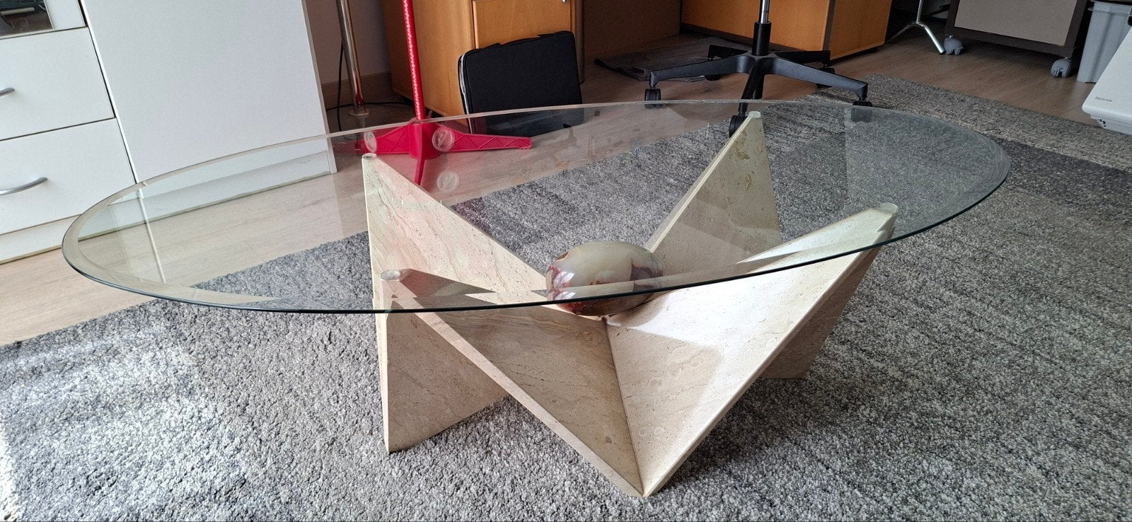 Tafel in de woonkamer, Ophalen, Ovaal, Glas