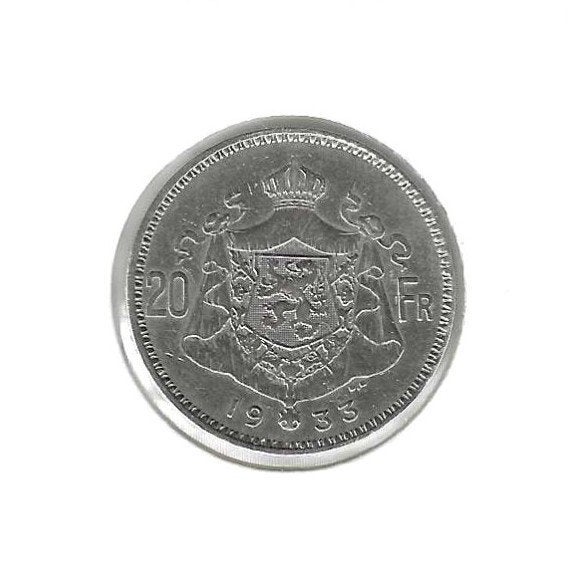 België, 20 Frank 1933 VL, pos. B., Zilver, Ophalen of Verzenden, Losse munt, Zilver