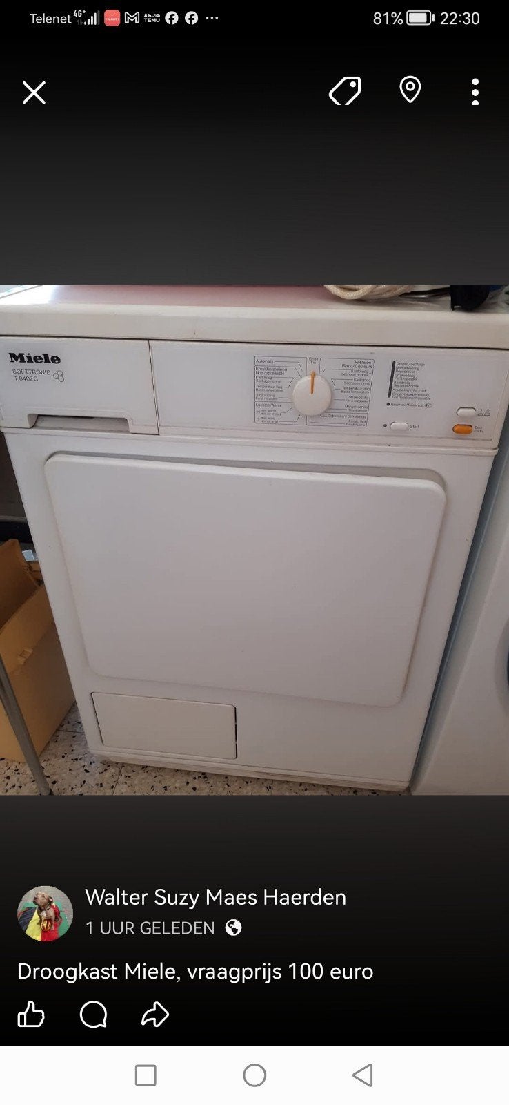 droogkast Miele, Elektronische apparatuur, Droogkasten, Ophalen